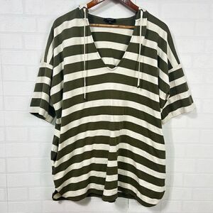 Massimo Dutti Womens Hooded Shirt Size XS-S oversized short sleeve